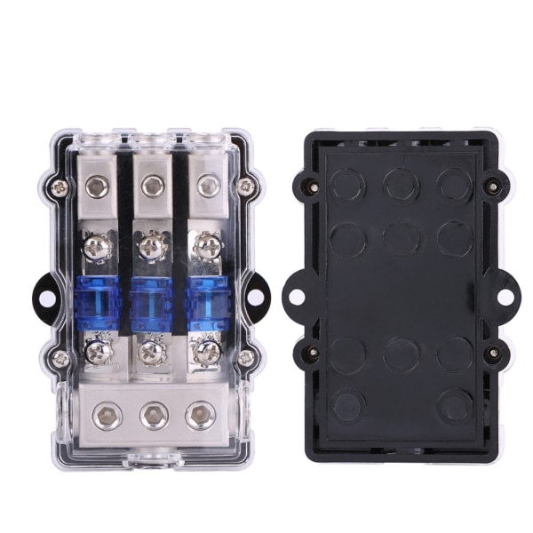 Universal Blade Fuse Holder Box, DC 12-24V Automotive Stereo Audio Power Fuse Block Kit Assortment for Auto Car Boat 1 in 3 Ways Out with 3 Blade F