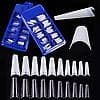 100pcs/pack False Nails Cowboy Style Flat Tip Ballerina Manicure DIY Salon Artificial Nails (Transparent)