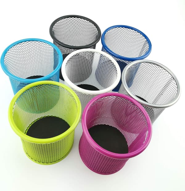 Metalpenholder Rund Tråd Metalnet Multifunktionel Kop til Kuglepen Diameter 85 mm Sort