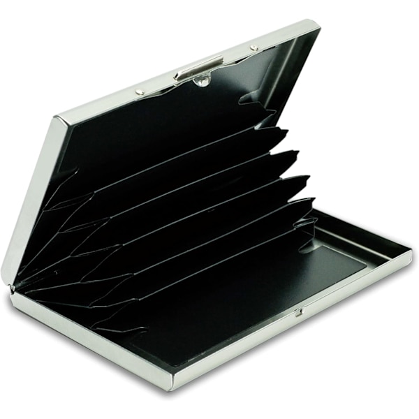 Aluminium korthållare för 6 kort - RFID | NFC | kontaktlös blockeringskydd - Money Clip Wallet Korthållare Herr Dam Holder Svart Silver Porte Carte Aluminium