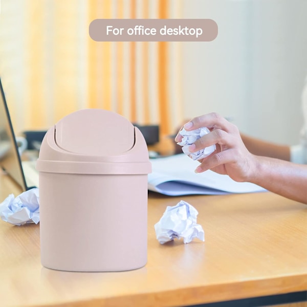 Svänglockshink, Mini-soptunna i plast med svänglock, Mini-papperskorg Badrumshinkar, Skrivbord Kompakt design Kosmetisk hink, Liten skrivbordsavfallssopkorg Cream