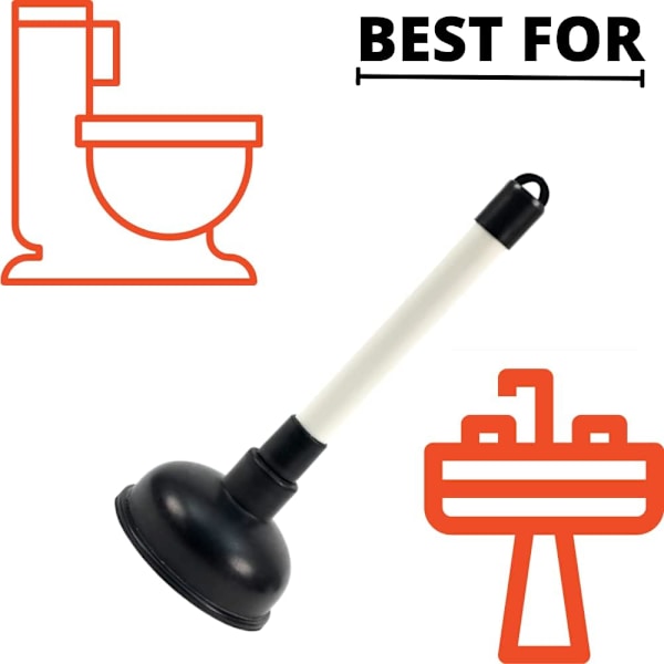 Toalett- og avløpsrenser - 100 mm (4 tommer) kopp og 225 mm (9 tommer) plastgrep med svart kopp, avløpsrenser for hjemmet, T