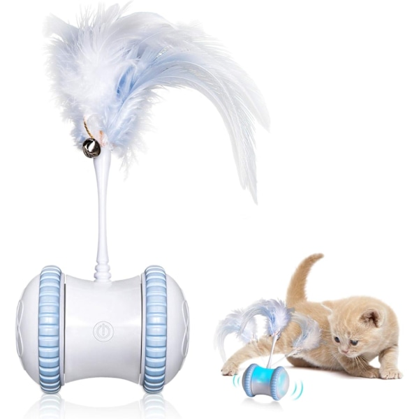 Automatic Cat Toy with Feathers - Smart Interactive Electronic Pet Toy - Auto/Manual Motorized Toy