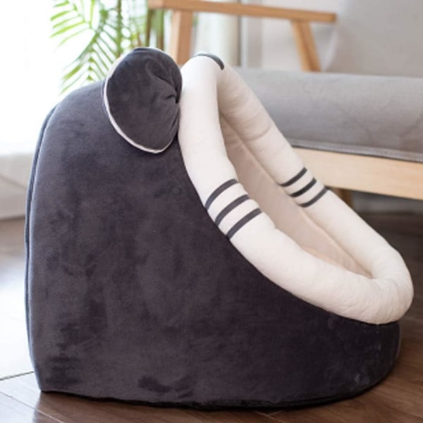 t Cave Bed, Ultra Mjuk Fleece Katt Igloo Säng Mys Katt Valp Gömställe Sovsäck Kattunge Avtagbar & Tvättbar Mysig Tält Liten Hund Mys Gömma Grey