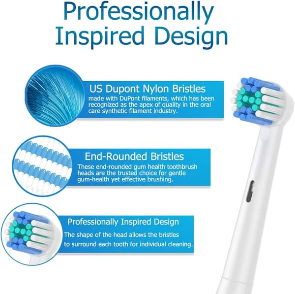 Toothbrush Head Compatible with Oral b Braun Electric Toothbrush, Precision Replacement Brush Heads, Effective Cleaning - 8 Pack