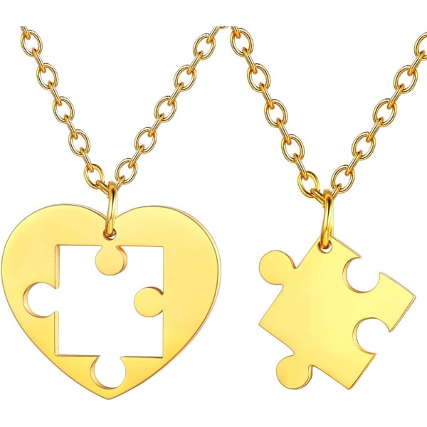 Rustfrit stål puslespil til 2 dele puslespil vedhæng halskæde, kat/livets træ/hjerteformet, tilpasselig, yin yang halskæder smykker gave til Style 04 18k Gold PlatedPersonalised Personalized