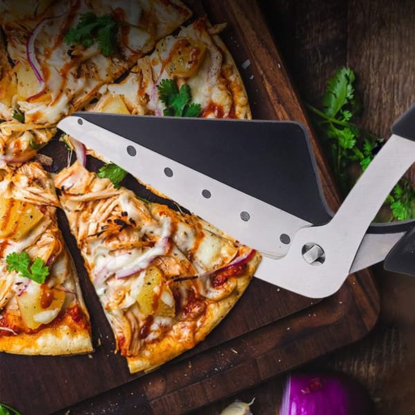 Pizzasaks Kutter Rustfritt Stål Pizzaspade Skjærer Pizzakutter med Mykt Grephåndtak