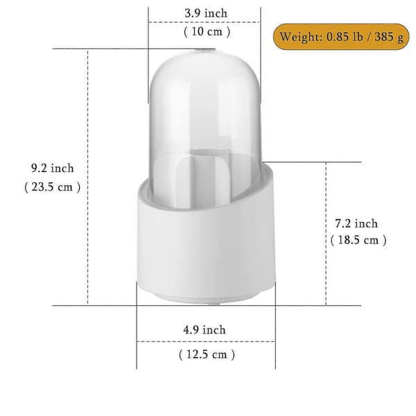 Sminkborsthållare med Lock, Roterbar Klar Akrylkopp 24cm