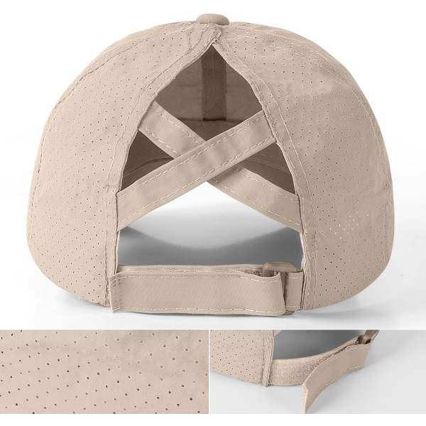 Cap för dam - Solhatt med hästsvans Snabbtorkande löpkeps Cap Golfkepsar Criss Cross Justerbara Trucker-hattar för kvinnor Flickor LightKhaki One Size