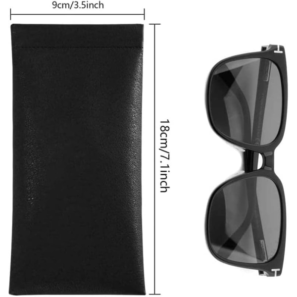 yyds F Glasögonfodral Mjukt, PU Läder Solglasögon Läsglasögon Påse Glasögonväska för Kvinnor Män Black Glasses Pouch