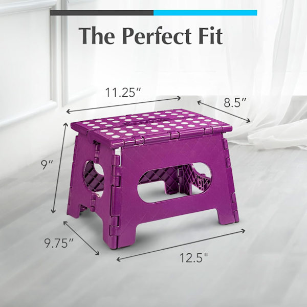 Sammenleggbar trinnkrakk - Den lette trinnkrakken er robust nok til å støtte voksne og trygg nok for barn. Åpnes enkelt med ett kast. Flott for Purple 9Inch  2PACK