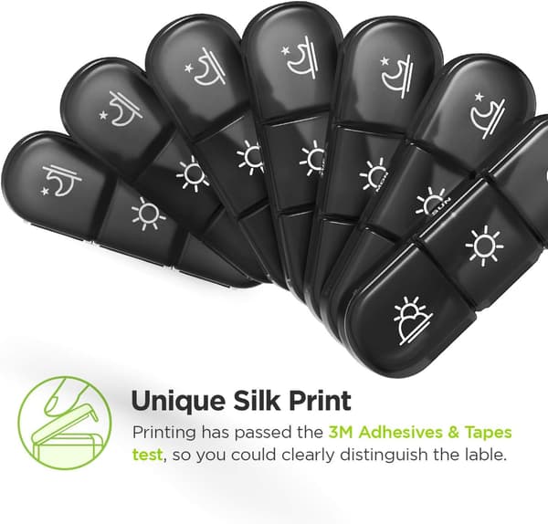 Pill Boxes 7 Days 3 Times a Day, Portable Pill Organizer with Large Separate Compartments