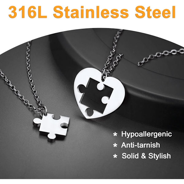Ruostumattomasta teräksestä valmistettu palapeli 2-osaiselle palapelinarulle, kissa/elämänpuu/sydämenmuotoinen, muokattavissa, Yin Yang -kaulakorut Korut Lahja Style 04 Stainless SteelPersonalised Personalized