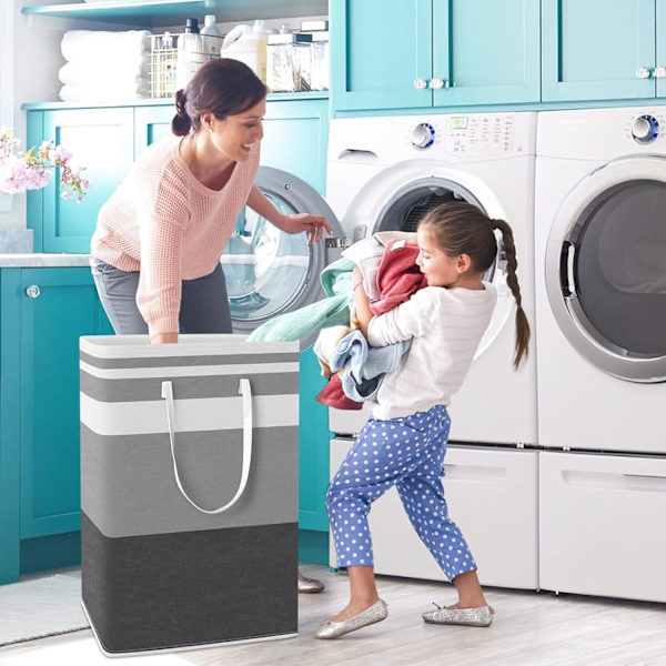 Foldable Large Laundry Baskets with Easy-to-Handle Handles Freestanding Waterproof Laundry Hamper Storage Basket