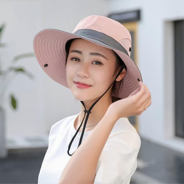 Solhatter for kvinner, UV-beskyttelse, sammenleggbare (rosa)