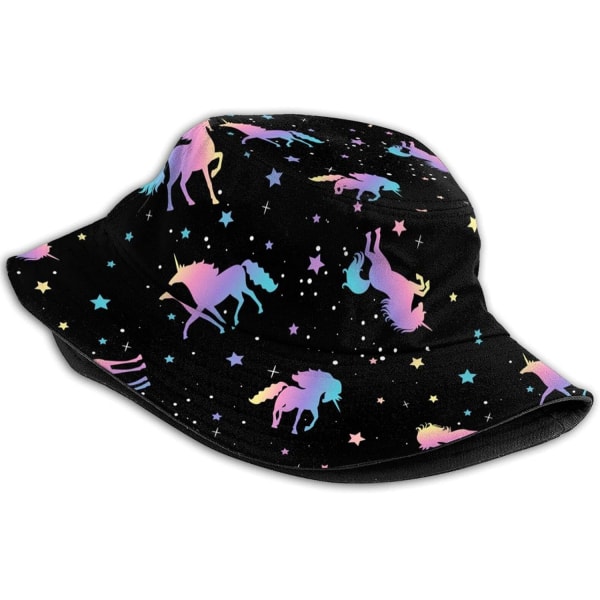 EN Auringonhattu Muoti Aurinkolippalakki Pakattava Ulkoilukalastajan Hattu Naisille Ja Miehille Unicorn and Star Silhouettes Pattern One Size