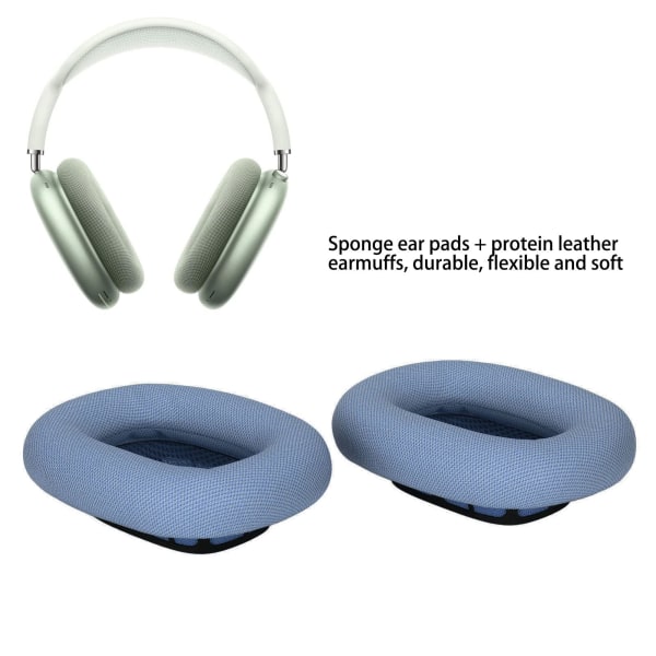 Erstatningsørepuder, Bløde Memory Foam høretelefoner, erstatningssæt til ørepuder, læder ørepuder Ørepuder til Airpod MAX Headset234(blå)