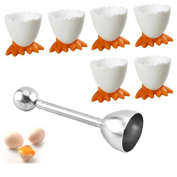 Eggåpner i rustfritt stål, eggeskallåpner, kreativ eggkutter, fjærbelastet eggåpner