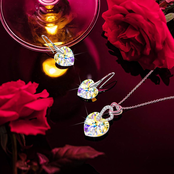 Halskje for kvinner Smykkergaver til henne, Butterfly Crystals anhengskjede, Krystaller fra Østerrike, Valentinsdag Morsdag Anni Crystal Aurora Borealis