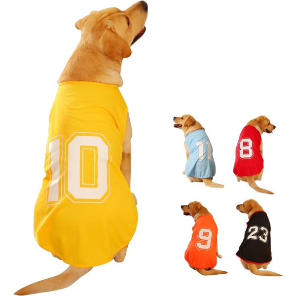 t Nummer Trykt Sommer Basic Vest Hvalp Åndbar T-Shirt Kæledyr Ærmeløs Tank Top Tøj til Store Mellem Små Hunde (Stor, Gul) Yellow Large