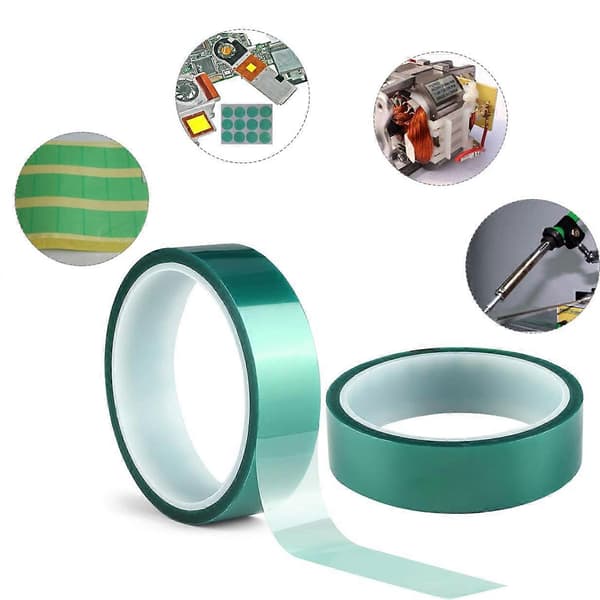 2 rullar PET pulverlackerad grön högtemperatur polyestermaskeringstejp för anodisering (25mm x 33m)