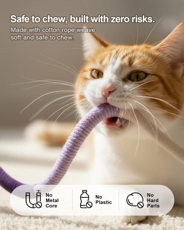 Natural Catnip Chew Ropes – 3-Pack (27 inches each) Interactive Toy for Indoor Cats and Kittens