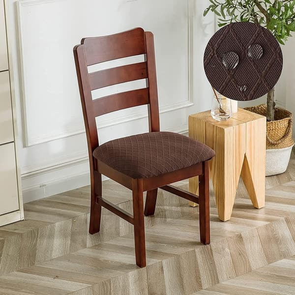 Waterproof Stretch Diamond Pattern Chair Seat Covers for Dining Chairs, Kitchen Chair Covers, Buckle Chair Covers