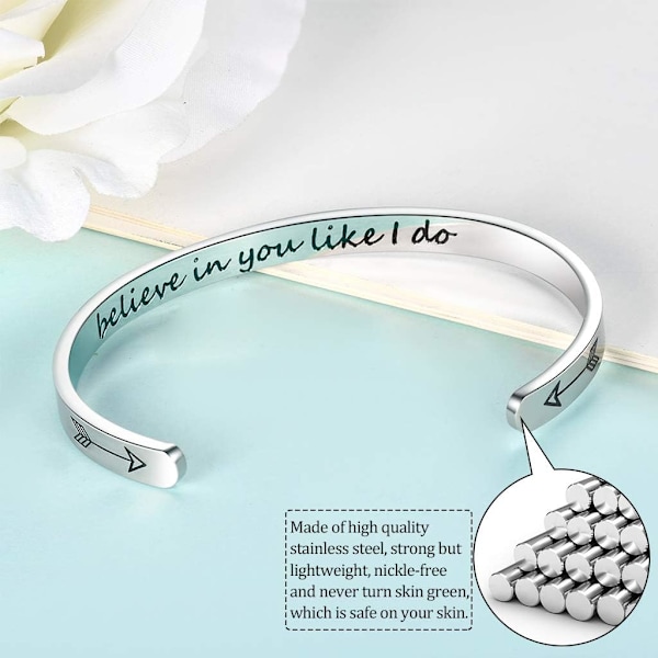 Vänskapsarmband för kvinnor - Inspirerande vänskapspresenter till bästa vän, motiverande manschettarmband för systrar, mamma, lärare, presenter 1Believe in you like I do