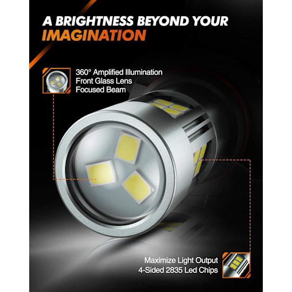 9006/HB4 LED-sumuvalot, 6000K Xenon White, 27 SMD-sirua, 360 asteen valaistus, ei-napaisuus, 2 kpl White 9006/HB4