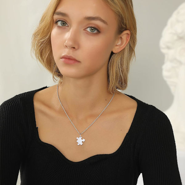 Rustfrit stål puslespil til 2 stykker puslespil vedhæng halskæde, kat/livets træ/hjerteformet, tilpasselig, yin yang halskæder smykker gave til Style 04 Stainless SteelPersonalised Personalized
