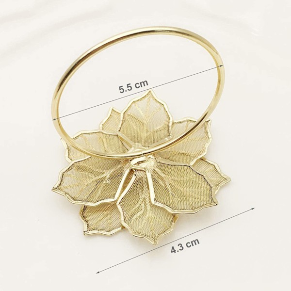 Blomster Servett Ringar Set om 6, Uthålad Blommig Servetthållare Smyckesset Strass Servett Ringar för Bröllop Bankett Bordsuppsättning