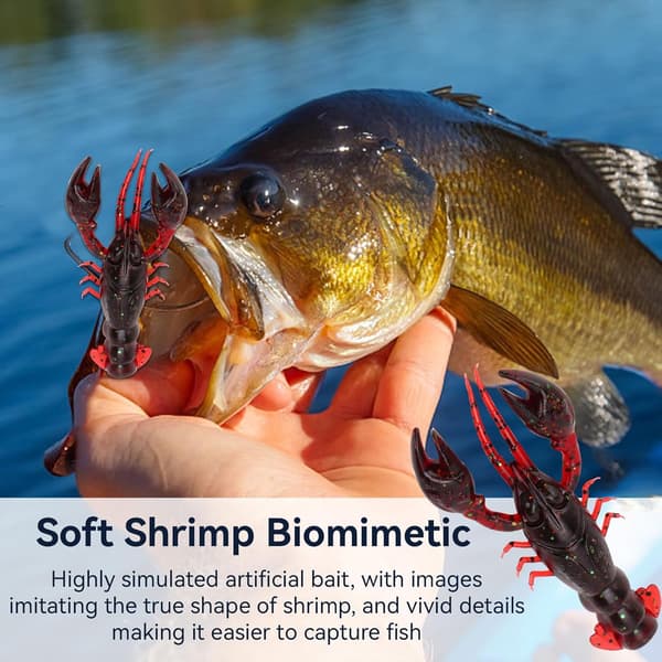 Fiskedrag, 10 kunstige hummerformede agn, røde, plast, 5 cm