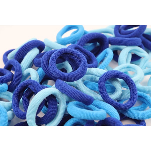 100 stk. Mini Bløde Hårelastikker Sømløse Hårelastikker Børne Hårringe Strikket Stof Hårelastikker (Gradient Blå) Blue