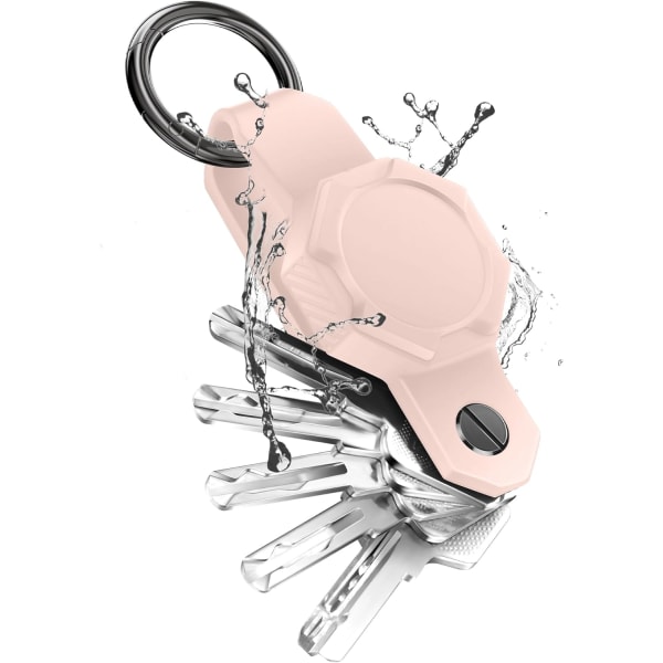 AirTag Key Organizer - Kompakt silikonnøkkelholder for 2-6 nøkler | Minimalistisk innovativ nøkkelholder | Vanntett anti-tapt design (rosa) Pink