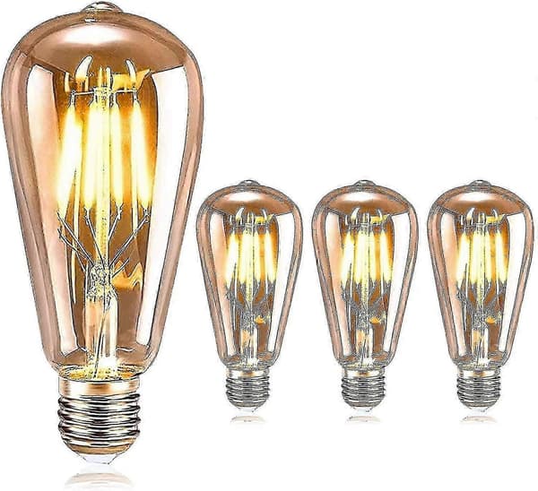 4 stk. Edison retro lyspærer, retro lyspærer LED dekorative lyspærer, E27-ST64-8W