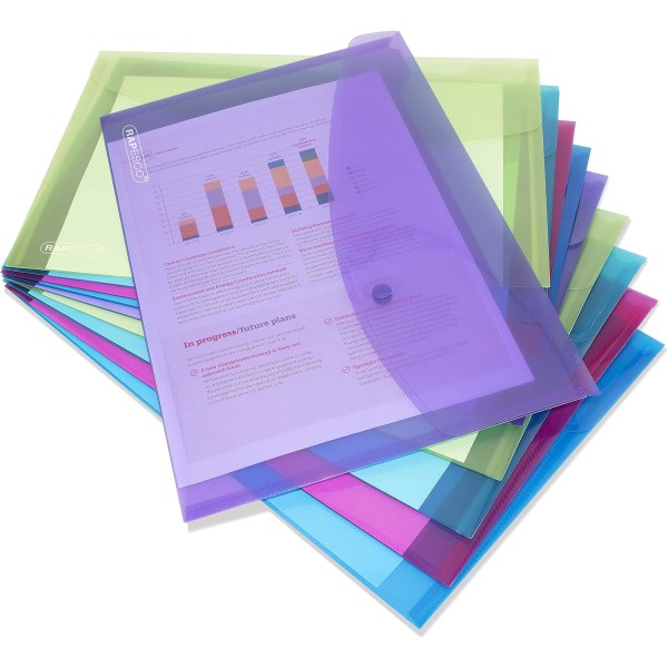 1665 Popper-plånböcker, A4+, Assorterade transparenta färger, 10-pack Transparent Assorted Colours Pack of 10
