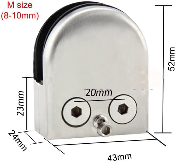 Sæt med 8 glasklemmer i 304 rustfrit stål, flade bagmonteringsklemmer til gelænder, passer til 8-10 mm glas