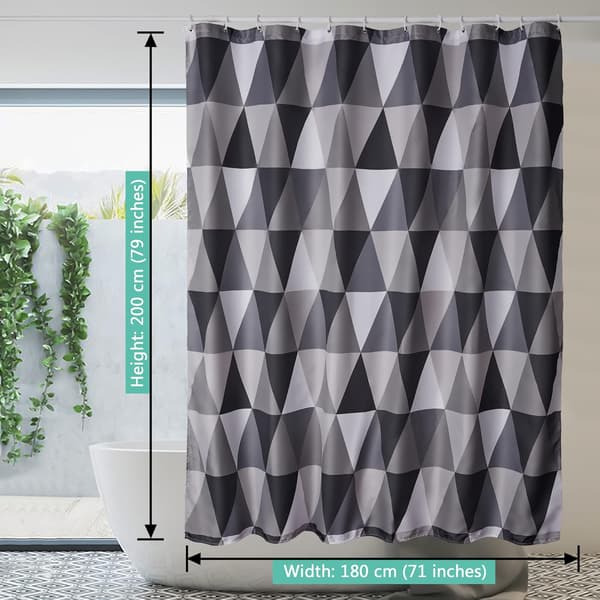 Duschdraperi Vattentätt Badrumsdraperi, 180 x 200 cm Tvättsbart Badkar Draperi, Snabbtorkande, Viktad Kant, Duschdraperi med 12 Krokar Atriangle 180 x 200 cm