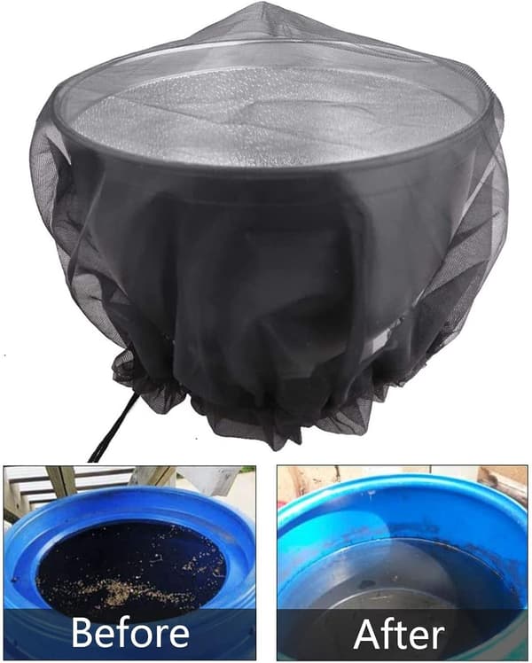 Rain barrel net, protection for round rain barrel Ø 60/80/95/100/110/120 cm, adjustable with drawstring, for mosquitoes, small animals