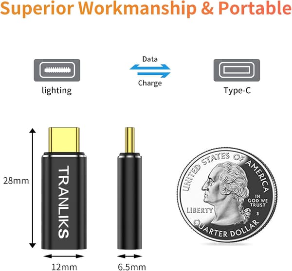 Lightning til USB C-adapter, understøtter PD 60W hurtigopladning og dataoverførsel til 15/15 Pro/15 Plus/15 Pro Max
