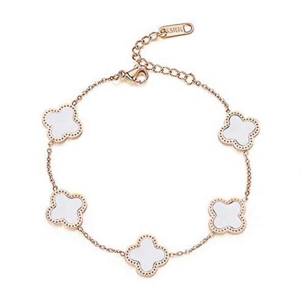 Fashion Firkløver Fem-blomst Armbånd Kvinde Kløver Påfugl Hvid Fritillary Rose Guld Armbånd