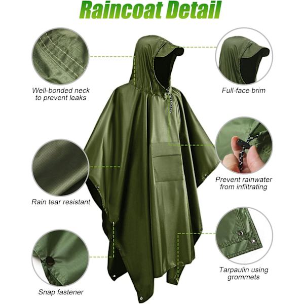 Vandtæt poncho til voksne, genanvendelig regnslag til voksne, vandtæt poncho, vandtæt voksen, let vandtæt regnfrakke til udendørs vandreture, camping C Green L