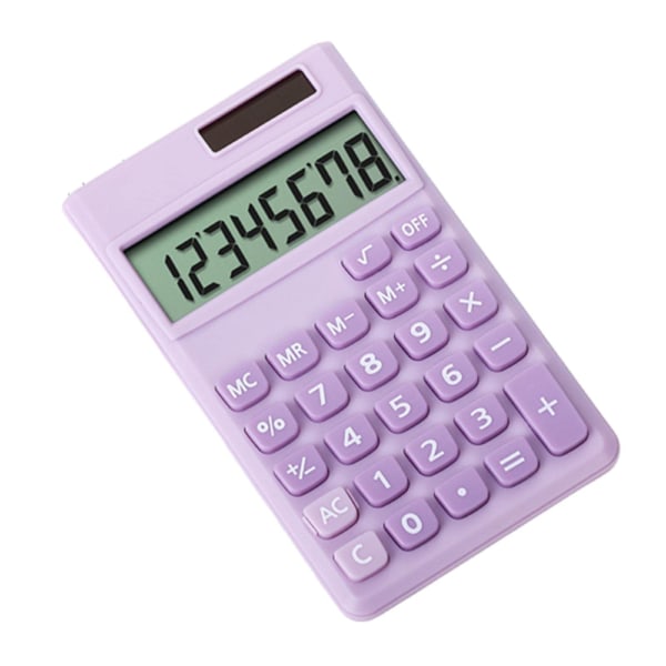 Minilaskimet, taskulaskin 8-numeroinen aurinkoparisto, pöytälaskimet, laskin, vakiotoimintojen yksinkertainen laskin pieni, violetti