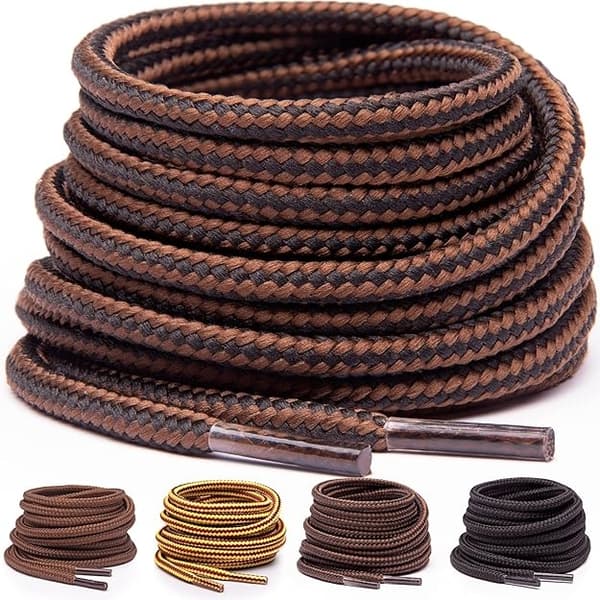 [3 Pair] Round Shoelaces for Boots, Extra Durable, for Hiking Boots and Work Boots