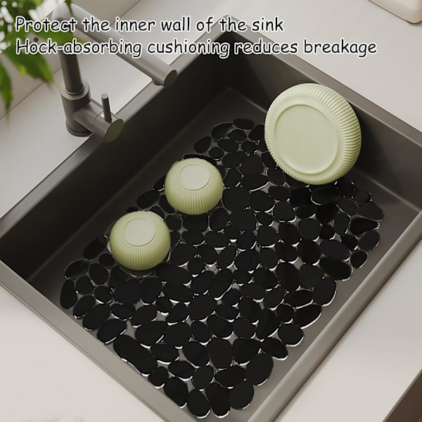 2-pack Diskbänkskydd, 40 x 30 cm DIY-klippbar Diskbänkskydd för Köksbänkar i Rostfritt Stål, Snabbavvattnande Diskbänkskydd för Diskar och G Black