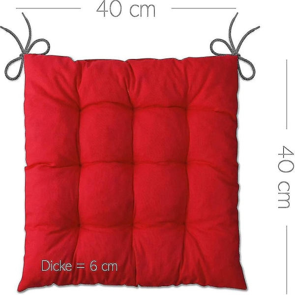 Lileno Home Set 4 tuolityynyä punainen (40x40x6 cm) - Istuintyyny puutarhatuoliin, keittiön tai ruokasalin tuoliin - Mukava UV-kestävä sisätiloissa A