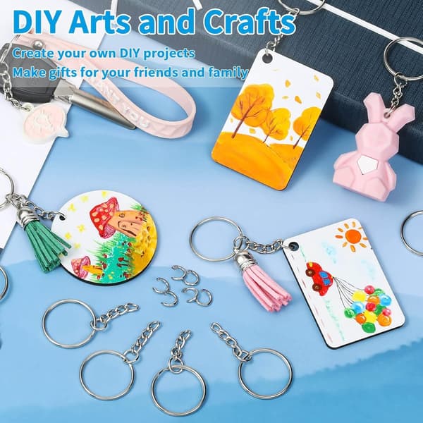 50 Pcs Keychains with Chain and 50 Pcs Open Jump Rings, Keychain Making Kit, Bulk for Keychain Making, DIY Crafts