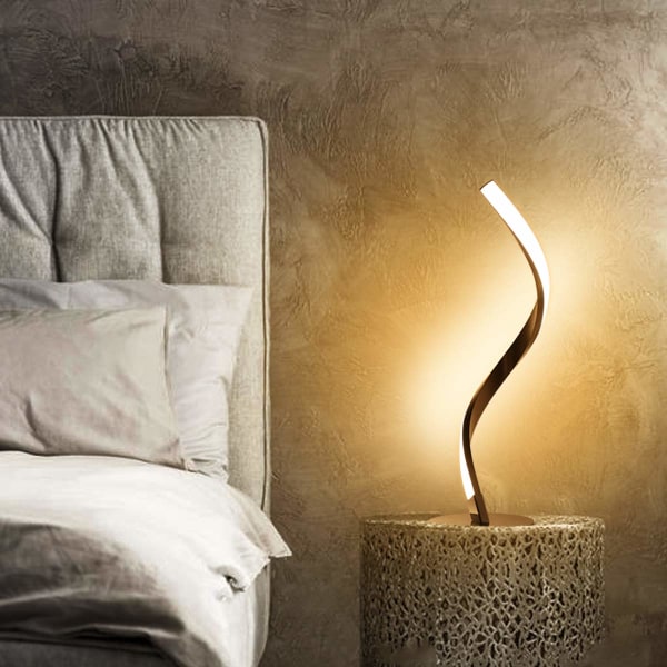 Spiral sängbordslampa för sovrum nattduksbord Modern lampa för vardagsrum Gästrum Dekorationsbelysning Varm vit