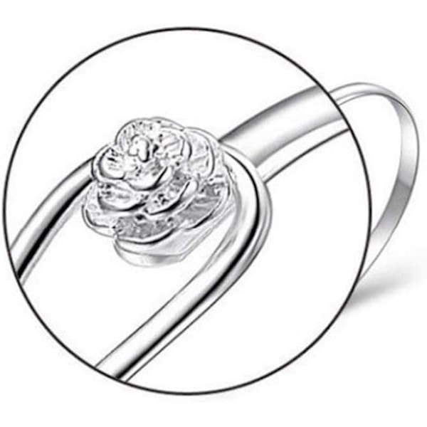 Silver Armband Elegant Clip-On Knapp Kvinnors Silver Armband Blommig Design Silver Charm Armband Bangle Klassisk Bangle Smycken för Kvinnor Flickor(