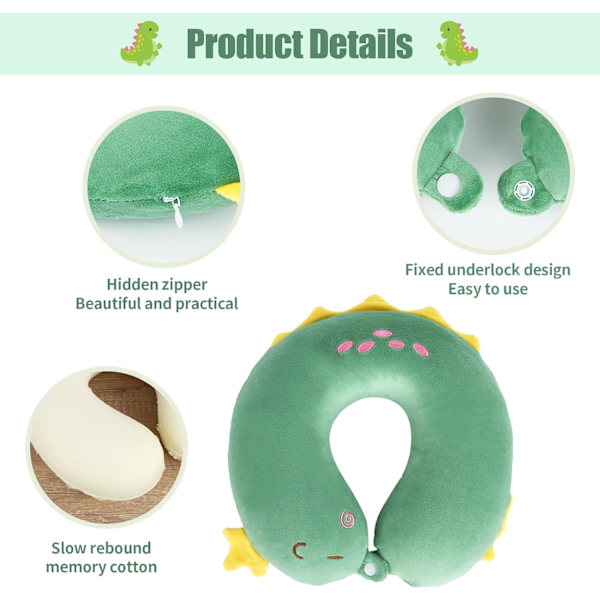 Pute Cartoon Dyr Nakkestøtte Pute 30 * 30cm Memory Foam Nakkepute U-formet Elastisk Barn Reisepute Bærbar U-formet Pude for B 30*30cm